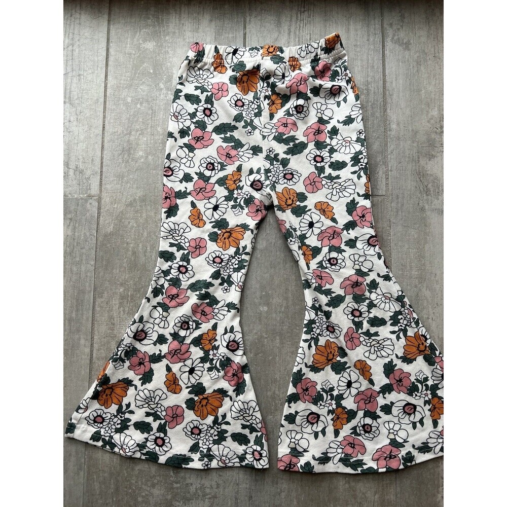 Los Angeles Boutique Flare Pants Bottoms Toddler Girls Floral Print 70's Boho 4T
